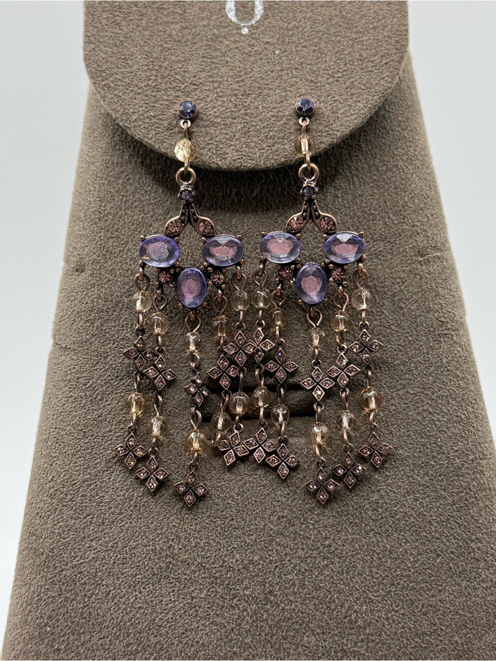 Lavender Crystal Chandelier Earrings
